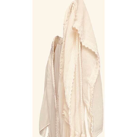 NYDJ LOS ANGELES PULL-ON BLOUSE, WOMENS, XL, LIGHT BEIGE/CREAM, PLUNGING V-NECK - Picture 6 of 9